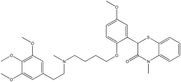 2-[2-[4-[N-[2-(3,4,5-Trimethoxyphenyl)ethyl]methylamino]butoxy]-5-methoxyphenyl]-4-methyl-4H-1,4-benzothiazin-3(2H)-one Struktur