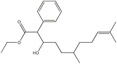 3-Hydroxy-2-phenyl-3-(3,7-dimethyl-6-octen-1-yl)propanoic acid ethyl ester Struktur