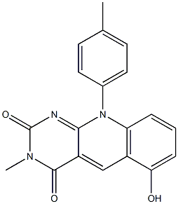 6-Hydroxy-10-(p-tolyl)-3-methylpyrimido[4,5-b]quinoline-2,4(3H,10H)-dione Struktur