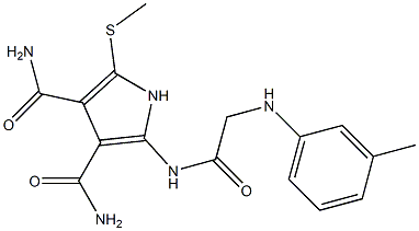 2-[[[(m-Methylphenyl)amino]acetyl]amino]-5-[methylthio]-1H-pyrrole-3,4-dicarboxamide Struktur