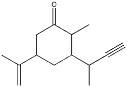 2-Methyl-5-(1-methylethenyl)-3-(1-methyl-2-propynyl)cyclohexanone Struktur