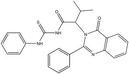 1-[3-Methyl-2-(4-oxo-2-phenyl-3,4-dihydroquinazolin-3-yl)butyryl]-3-phenylthiourea Struktur