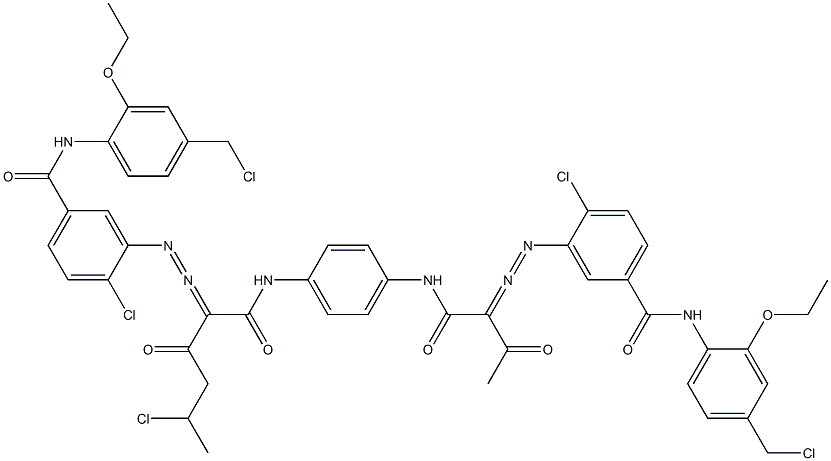 3,3'-[2-(1-Chloroethyl)-1,4-phenylenebis[iminocarbonyl(acetylmethylene)azo]]bis[N-[4-(chloromethyl)-2-ethoxyphenyl]-4-chlorobenzamide] Struktur