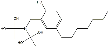 2-[Bis(1,1-dihydroxyethyl)aminomethyl]-4-heptylphenol Struktur