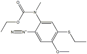 2-[(Ethoxycarbonyl)(methyl)amino]-4-ethylthio-5-methoxybenzenediazonium Struktur