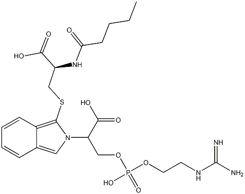 S-[2-[2-[[[2-[[Amino(imino)methyl]amino]ethoxy]phosphonyl]oxy]-1-carboxyethyl]-2H-isoindol-1-yl]-N-valeryl-L-cysteine Struktur