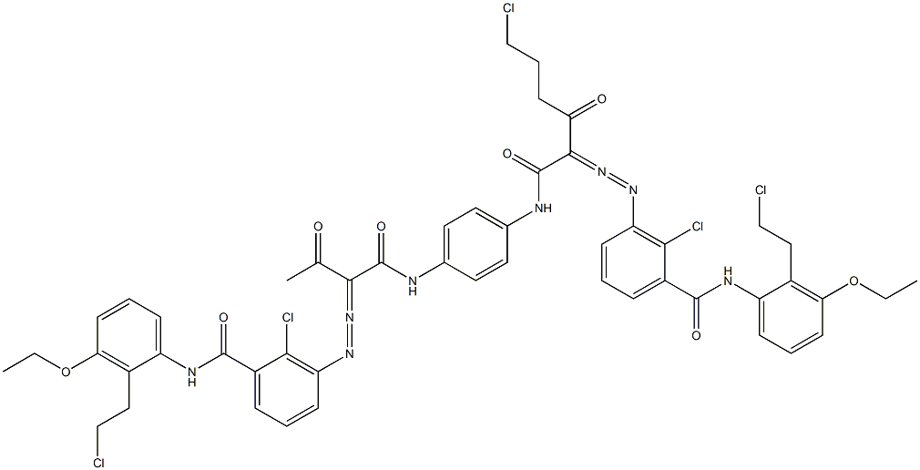 3,3'-[2-(2-Chloroethyl)-1,4-phenylenebis[iminocarbonyl(acetylmethylene)azo]]bis[N-[2-(2-chloroethyl)-3-ethoxyphenyl]-2-chlorobenzamide] Struktur