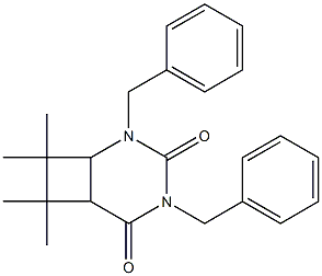 2,4-Dibenzyl-7,7,8,8-tetramethyl-2,4-diazabicyclo[4.2.0]octane-3,5-dione Struktur