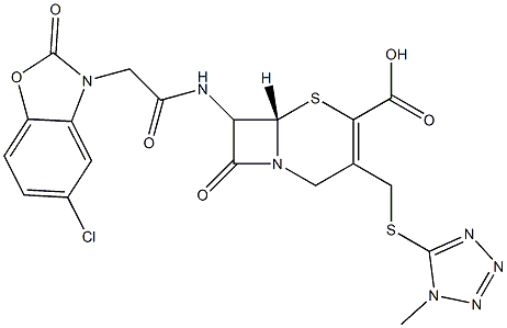 7-[[[(5-Chloro-2,3-dihydro-2-oxobenzoxazol)-3-yl]acetyl]amino]-3-[[(1-methyl-1H-tetrazol-5-yl)thio]methyl]cepham-3-ene-4-carboxylic acid Struktur