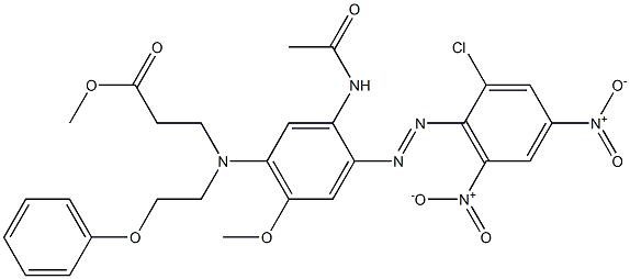 2'-(2-Chloro-4,6-dinitrophenylazo)-4'-methoxy-5'-[N-(2-methoxycarbonylethyl)-N-(2-phenoxyethyl)amino]acetanilide Struktur