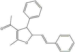 4,5-Dihydro-3-acetyl-2-methyl-4-phenyl-5-(2-phenylethenyl)furan Struktur