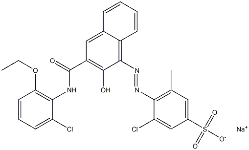 3-Chloro-5-methyl-4-[[3-[[(2-chloro-6-ethoxyphenyl)amino]carbonyl]-2-hydroxy-1-naphtyl]azo]benzenesulfonic acid sodium salt Struktur