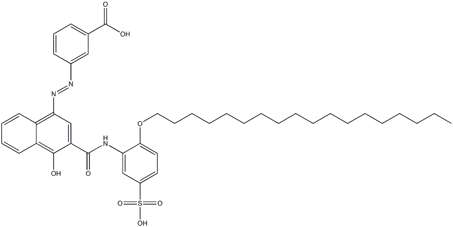 3-[4-Hydroxy-3-(2-octadecyloxy-5-sulfophenylcarbamoyl)-1-naphtylazo]benzoic acid Struktur