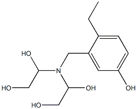 3-[Bis(1,2-dihydroxyethyl)aminomethyl]-4-ethylphenol Struktur