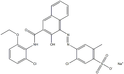 3-Chloro-6-methyl-4-[[3-[[(2-chloro-6-ethoxyphenyl)amino]carbonyl]-2-hydroxy-1-naphtyl]azo]benzenesulfonic acid sodium salt Struktur