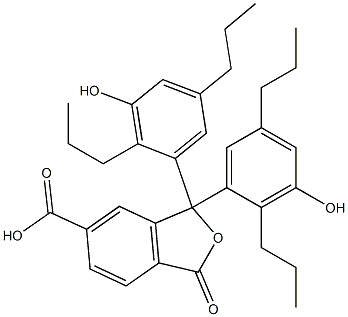 1,3-Dihydro-1,1-bis(3-hydroxy-2,5-dipropylphenyl)-3-oxoisobenzofuran-6-carboxylic acid Struktur