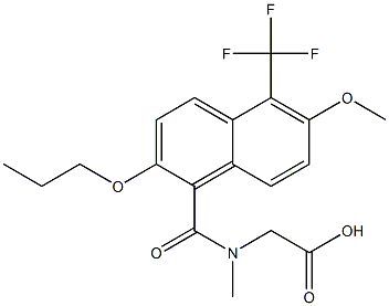 [N-[[6-Methoxy-2-propyloxy-5-trifluoromethyl-1-naphthalenyl]carbonyl]-N-methylamino]acetic acid Struktur