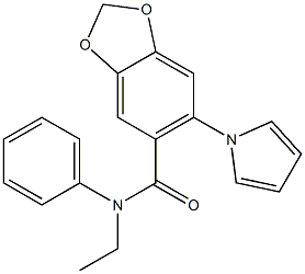 N-Ethyl-N-phenyl-6-(1H-pyrrol-1-yl)-1,3-benzodioxole-5-carboxamide Struktur