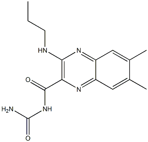 6,7-Dimethyl-3-(propylamino)-N-(carbamoyl)quinoxaline-2-carboxamide Struktur