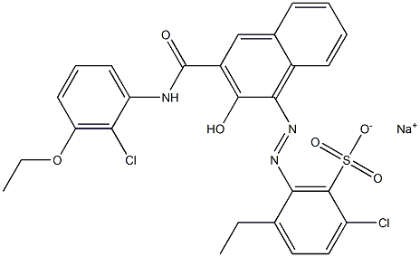 2-Chloro-5-ethyl-6-[[3-[[(2-chloro-3-ethoxyphenyl)amino]carbonyl]-2-hydroxy-1-naphtyl]azo]benzenesulfonic acid sodium salt Struktur