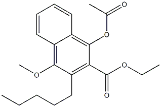 1-Acetoxy-2-(ethoxycarbonyl)-3-pentyl-4-methoxynaphthalene Struktur