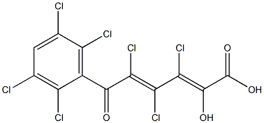 (2E,4E)-2-Hydroxy-3,4,5-trichloro-6-oxo-6-(2,3,5,6-tetrachlorophenyl)-2,4-hexadienoic acid Struktur