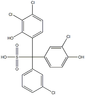 (3-Chlorophenyl)(3-chloro-4-hydroxyphenyl)(3,4-dichloro-2-hydroxyphenyl)methanesulfonic acid Struktur