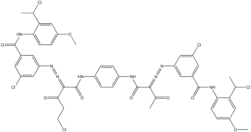 3,3'-[2-(Chloromethyl)-1,4-phenylenebis[iminocarbonyl(acetylmethylene)azo]]bis[N-[2-(1-chloroethyl)-4-methoxyphenyl]-5-chlorobenzamide] Struktur