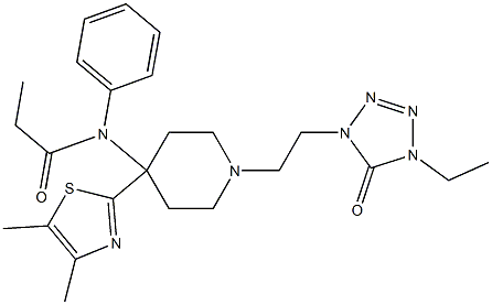 N-(Phenyl)-N-[1-[2-[(4-ethyl-5-oxo-1,4-dihydro-5H-tetrazol)-1-yl]ethyl]-4-(4,5-dimethylthiazol-2-yl)piperidin-4-yl]propanamide Struktur