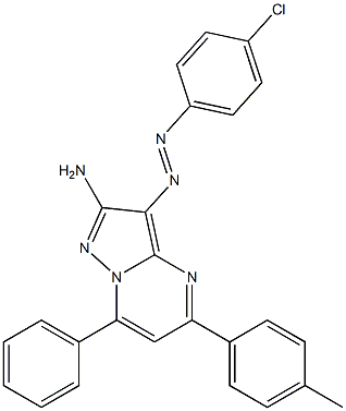 2-Amino-3-(4-chlorophenylazo)-5-(4-methylphenyl)-7-phenylpyrazolo[1,5-a]pyrimidine Struktur