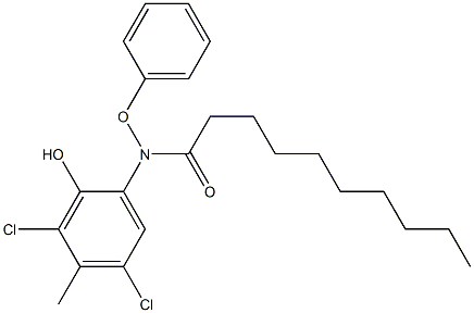 2-(2-Octylphenoxyacetylamino)-4,6-dichloro-5-methylphenol Struktur