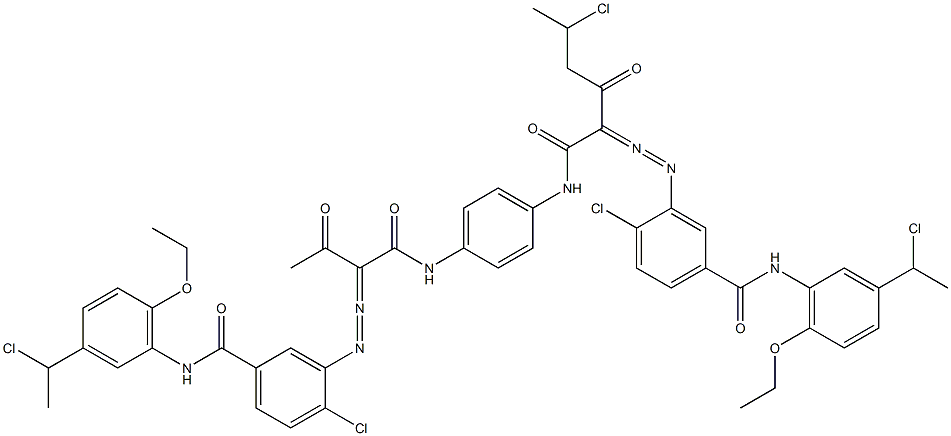 3,3'-[2-(1-Chloroethyl)-1,4-phenylenebis[iminocarbonyl(acetylmethylene)azo]]bis[N-[3-(1-chloroethyl)-6-ethoxyphenyl]-4-chlorobenzamide] Struktur