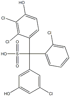 (2-Chlorophenyl)(3-chloro-5-hydroxyphenyl)(2,3-dichloro-4-hydroxyphenyl)methanesulfonic acid Struktur