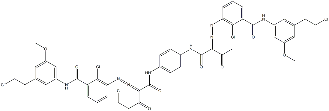 3,3'-[2-(Chloromethyl)-1,4-phenylenebis[iminocarbonyl(acetylmethylene)azo]]bis[N-[3-(2-chloroethyl)-5-methoxyphenyl]-2-chlorobenzamide] Struktur