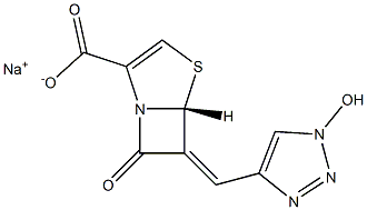 (5R,6Z)-6-[[1-Hydroxy-1H-1,2,3-triazol-4-yl]methylene]-7-oxo-4-thia-1-azabicyclo[3.2.0]hept-2-ene-2-carboxylic acid sodium salt Struktur