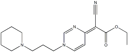 4-[Cyano(ethoxycarbonyl)methylene]-1,4-dihydro-1-(3-piperidinopropyl)pyrimidine Struktur