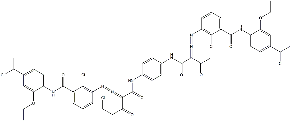 3,3'-[2-(Chloromethyl)-1,4-phenylenebis[iminocarbonyl(acetylmethylene)azo]]bis[N-[4-(1-chloroethyl)-2-ethoxyphenyl]-2-chlorobenzamide] Struktur