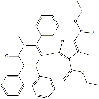 3-Methyl-5-[[1,6-dihydro-1-methyl-6-oxo-2,4,5-triphenylpyridin]-3-yl]-1H-pyrrole-2,4-dicarboxylic acid diethyl ester Struktur