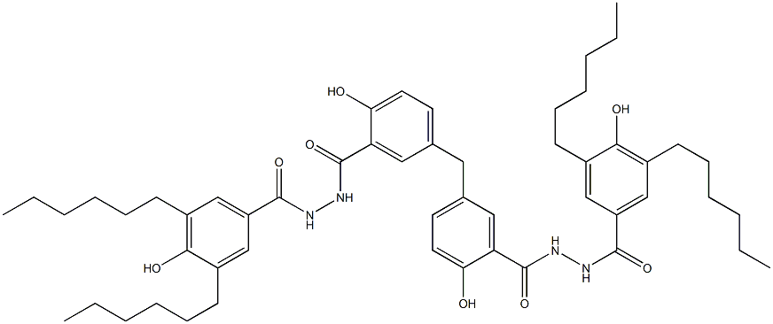 5,5'-Methylenebis[2-hydroxy-N'-(4-hydroxy-3,5-dihexylbenzoyl)benzenecarbohydrazide] Struktur