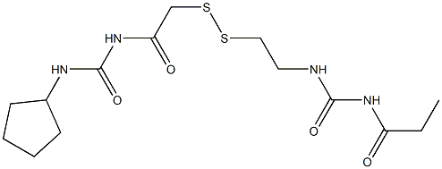 1-Propanoyl-3-[2-[[(3-cyclopentylureido)carbonylmethyl]dithio]ethyl]urea Struktur