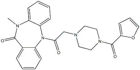 10-Methyl-5-[[4-[(furan-2-yl)carbonyl]piperazin-1-yl]acetyl]-5,10-dihydro-11H-dibenzo[b,e][1,4]diazepin-11-one Struktur