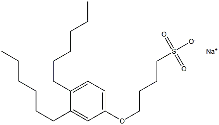 4-(3,4-Dihexylphenoxy)butane-1-sulfonic acid sodium salt Struktur