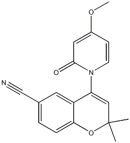 2,2-Dimethyl-6-cyano-4-[(4-methoxy-1,2-dihydro-2-oxopyridin)-1-yl]-2H-1-benzopyran Struktur