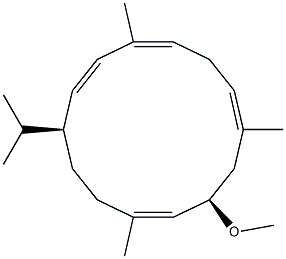 (1S,2E,7E,10R,11E)-10-Methoxy-4,8,12-trimethyl-1-isopropylcyclotetradeca-2,4,7,11-tetrene Struktur