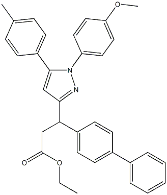 3-(4-Phenylphenyl)-3-[[1-(4-methoxyphenyl)-5-(4-methylphenyl)-1H-pyrazol]-3-yl]propanoic acid ethyl ester Struktur