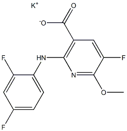 2-[(2,4-Difluorophenyl)amino]-5-fluoro-6-methoxynicotinic acid potassium salt Struktur