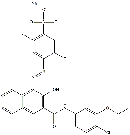 3-Chloro-6-methyl-4-[[3-[[(4-chloro-3-ethoxyphenyl)amino]carbonyl]-2-hydroxy-1-naphtyl]azo]benzenesulfonic acid sodium salt Struktur