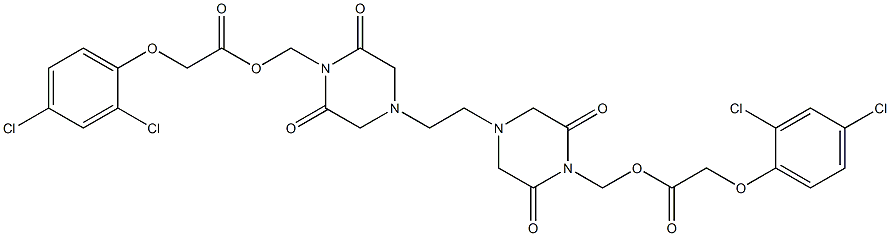 4,4'-Ethylenebis(2,6-dioxopiperazine-1-methanol)bis(2,4-dichlorophenoxyacetate) Struktur