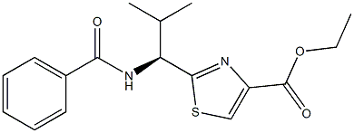 (-)-2-[(S)-1-(Benzoylamino)-2-methylpropyl]-4-thiazolecarboxylic acid ethyl ester Struktur