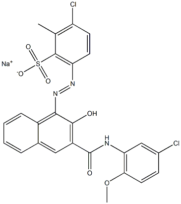 3-Chloro-2-methyl-6-[[3-[[(3-chloro-6-methoxyphenyl)amino]carbonyl]-2-hydroxy-1-naphtyl]azo]benzenesulfonic acid sodium salt Struktur